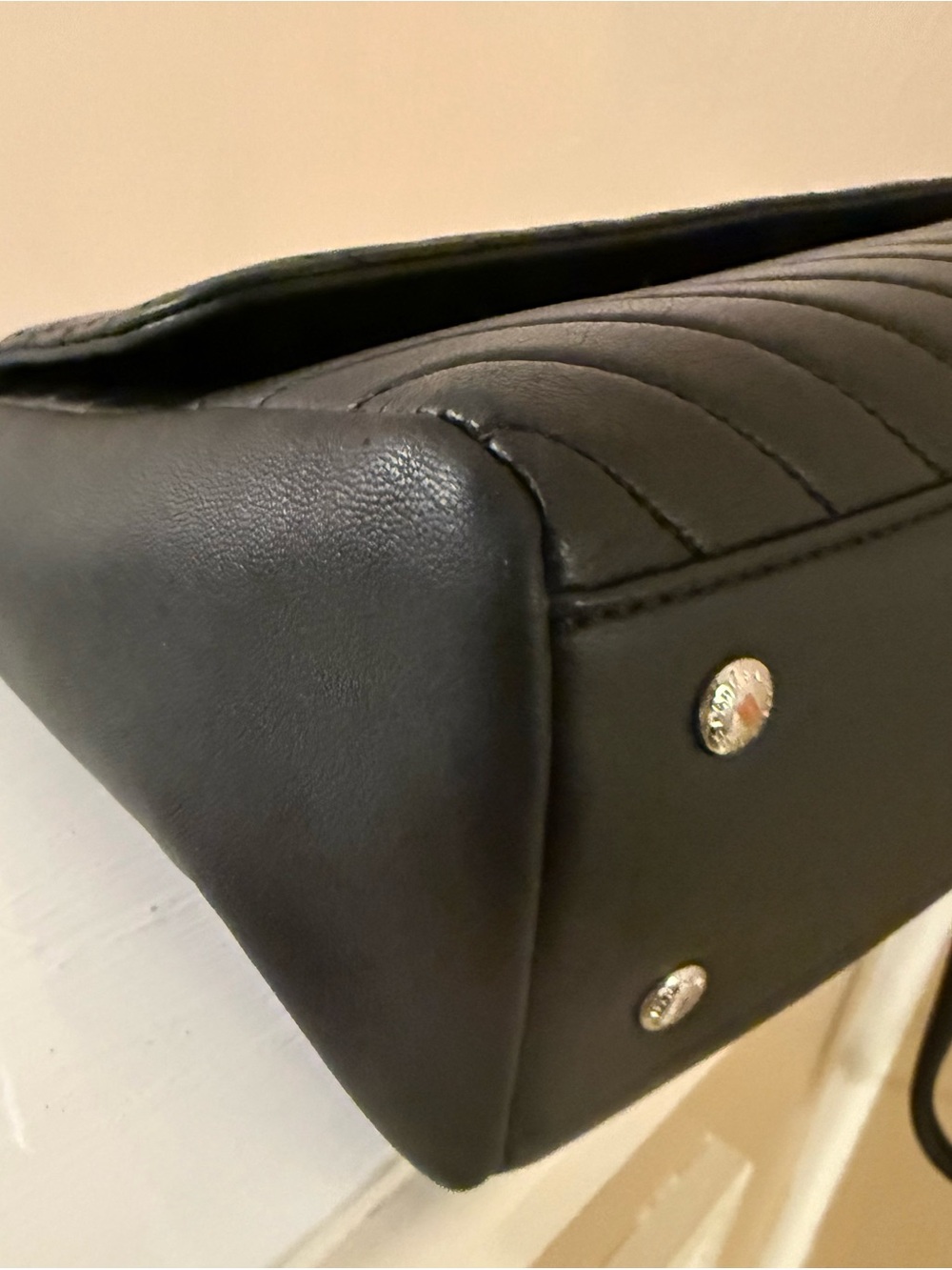 Karl Lagerfeld Charlotte Black Quilted Top-Handle Satchel with Chain Strap NWOT - Picture 11 of 17